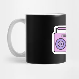 Vintage Pink Stereo // Line Art Sticker Mug